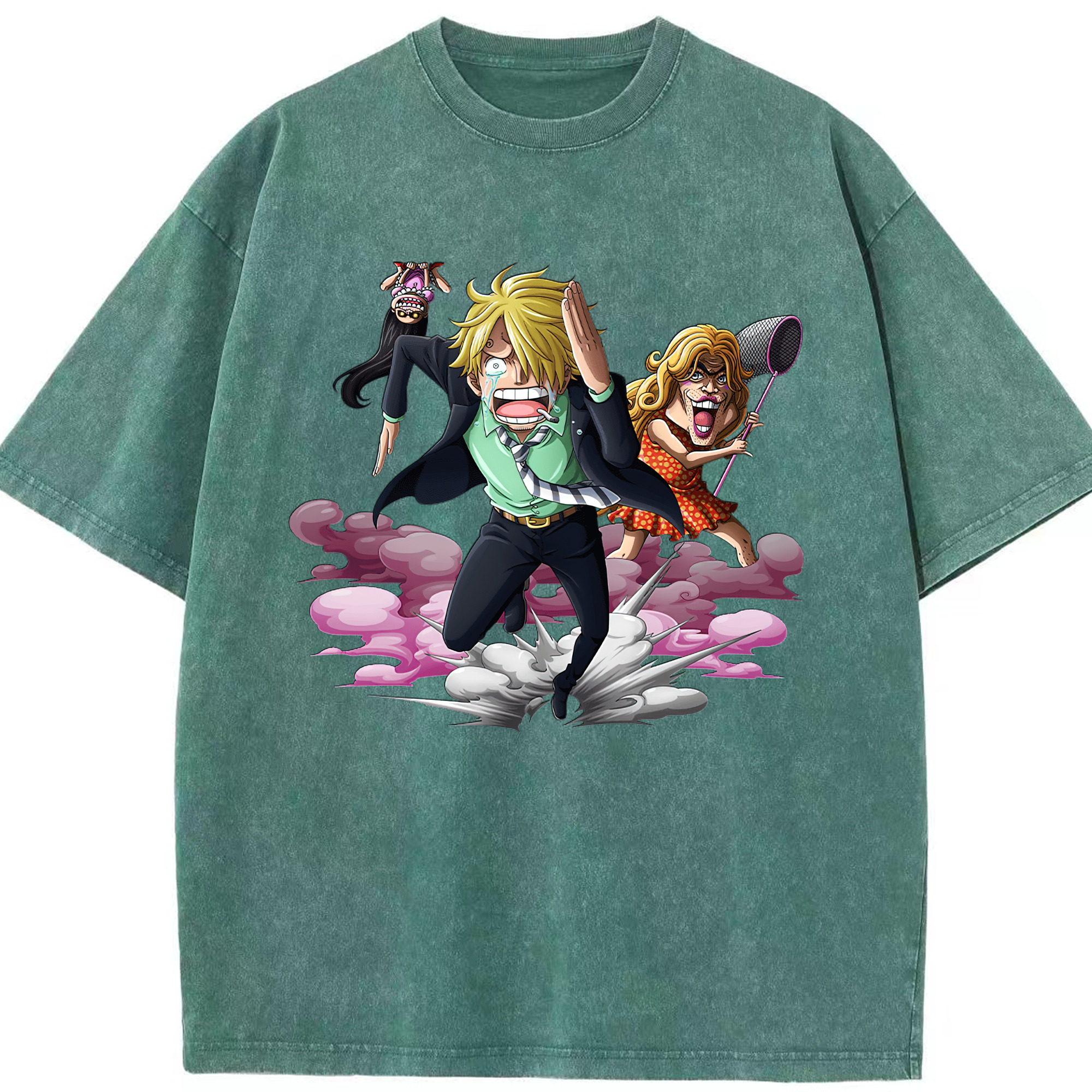 （画像用） ワンピース サンジ ONE PIECE Sanji 綿100% ヴィンテージ風 半袖Tシャツ（フロントプリント）
